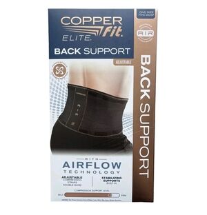 Copper Fit Elite Air Back Support Brace Airflow Technology Adjustable 30"- 50"